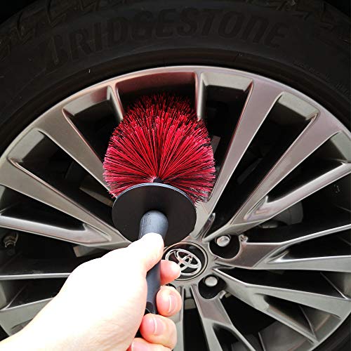 IPELY Car Wheel Rim Detailing Brush with Long Soft Bristle, Professional Car Detailing Tools Kit for Tire, Rim, Engine, Motorcycle