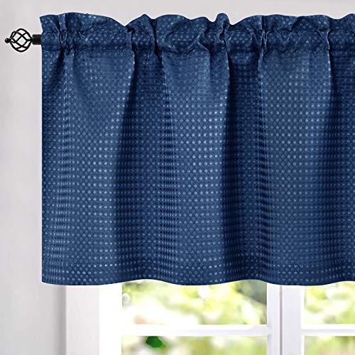 Lazzzy-Navy-Blue-Waffle-Weave-Textured-Valance-for-Window-Covering-for-Kitchen-1-Panel-60-by-18-Inch