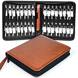 Portable Zippered Key Case, Leather Key Organizer