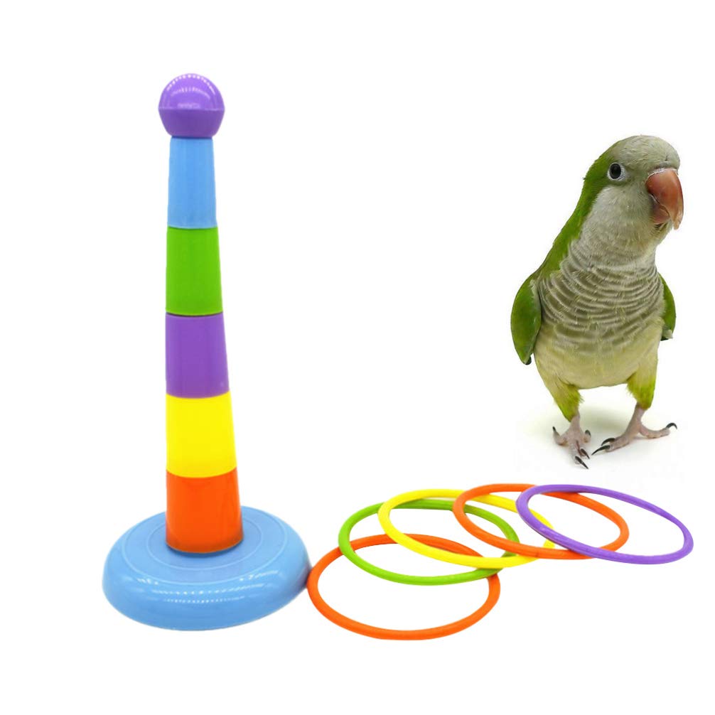POPETPOP Parrot Educational Toys - Bird Training Toys Bird Ring Toy Intelligence Training Rings Toy for Small Medium Parakeet Cockatiel Conure Lovebird Finch Canary Budgie Random Color