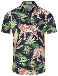 KYKU Animal Print Shirts Men Summer Botton Up Shirt