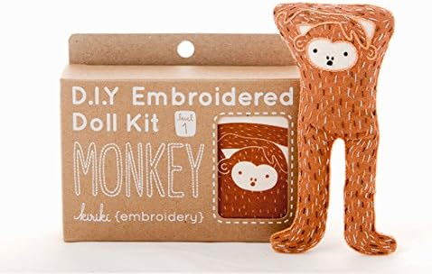 DIY Embroidery Doll Kit by Kiriki Press | 3 Skill Levels - Beginner to Advanced (Monkey - Level 1)