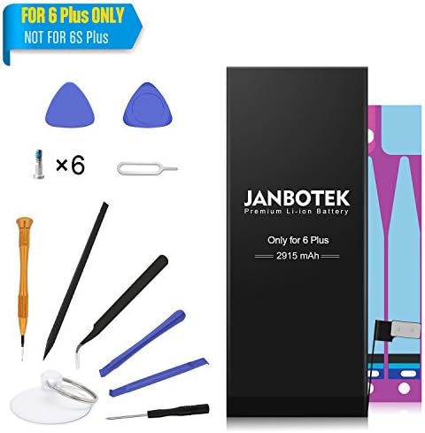 JANBOTEK Replacement Battery for iP6 Plus - Repair Kit with Tools, Adhesive Strips - New 2915 mAh 0 Cycle Battery - 24-Month Warranty