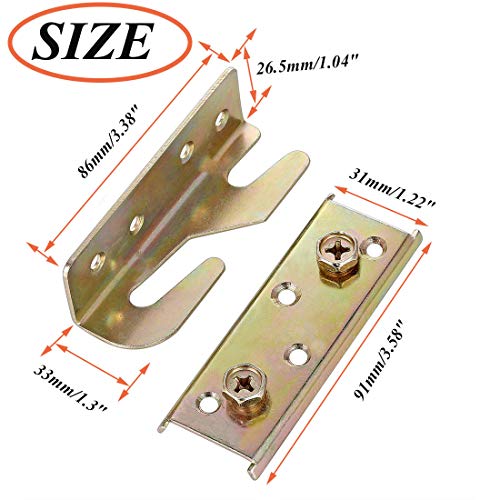 Socell 4 Sets Bed Rail Brackets Heavy Duty NoMortise Bed Rail Fittings