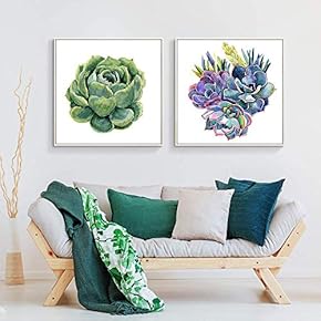 Framed Canvas Wall Art for Living Room, Bedroom Vibrant Plant Illustrations V Canvas Prints for Home Decoration Ready to Hang - 16"x16"x2 Panels