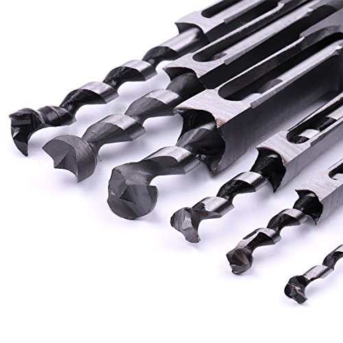 Atoplee 6pcs Woodworker Square Hole Drill Bits Mortising Chisel Set, Mortise Chisel and Bit Set,6 Sizes,1/4 5/16 3/8 1/2 9/16 5/8 inch