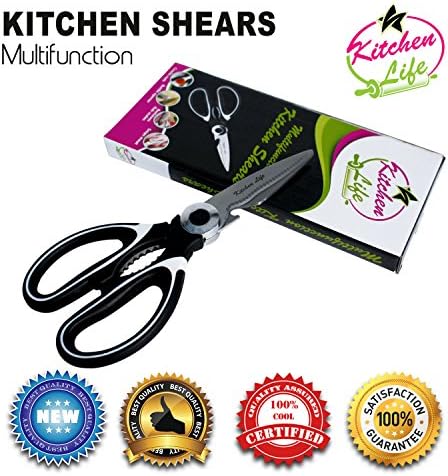 Multifunctional Kitchen Shears By Kitchen Life | Multi-Purpose Kitchen Scissors For Meat, Chicken, Poultry, Vegetables, Herbs &amp; More | Best Utility Scissors w/ Comfortable Handles