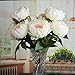 HoveBeaty Pink Peony Artificial Flower Bouquet Home Office Decor Weding Decorations (1 Bunch of 5 Flowers)