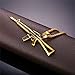 Men Personalized Punk Necklace Jewelry Stainless Steel 18K Gold Plated Rock Army Style Cool AK47 / M9/ M16 / Uzi Rifle Shape Pendant, Chain 22