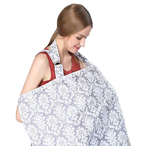 Breastfeeding Cover, Breathable Cotton Nursing Cover Scarf Breastfeeding Apron Shawl for Baby Car Seat Cover Baby Swaddle Blanket