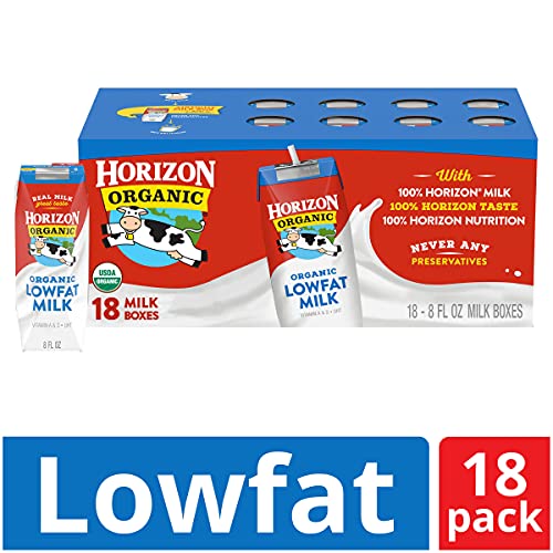 Horizon Organic ShelfStable 1 Low Fat milk Boxes, 8 Fl Oz (Pack of 18