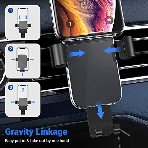 Gravity Car Phone Mount,Sedioso Cell Phone Holder for Car,Hands Free Auto Clamping Air Vent Car Phone Holder Compatible with iPhone Xs MAX/X/XR/ 8/7/ 6 Plus,Samsung S10/ S10E/ S9/ S8,LG,Google