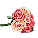 OutTop 9 Heads 10.6 Inch Rose Artificial Flowers Bouquets Fake Flower for Decoration (Watermelon Red)