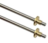 ReliaBot 2pcs 400mm T8 Tr8x2 Lead Screw and Brass