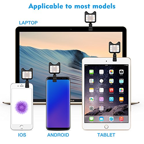 Apexel Clip On Mini Multi-Function Selfie Light[Portable Dimmable Clip Lights] Selfie LED Camera Light with 9 Lighting Modes for iPhone Samsung Sony and Other Smart Phones and Tabletes,Black - Thumbnail 5