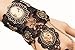 MEiySH Gothic Lolita Retro Steampunk Gear Lace Slave Bracelet Wristband Black Flower Ring (Black002)