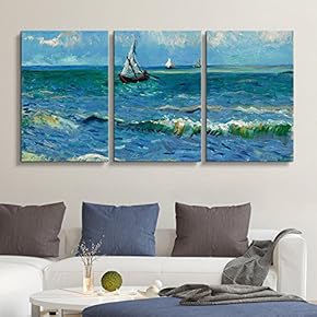 3 Panel Seascape Near Les Saintes Maries de...