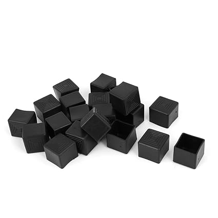 Sellify 25mm x 25mm Rubber Square Shaped Furniture Foot Cover Protector Pad Black 20pcs