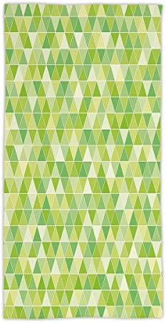31.49"W x 62.99"L Cotton Microfiber Bath/Hand Towel,Lime Green,Triangles Geometry Figures Modern Digital Pyramids Soft Icons Graphic Decorative,Pale and Fern Green,Ultra Soft,For Hotel Spa Beach Pool