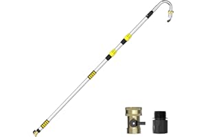 LAANPOLE Gutter Cleaning Tools from The Ground, 24FT Reach Rain Cleaner with Bendable Wand and Quick Connect Adapter for Garden Hose