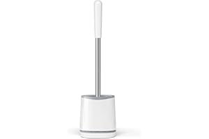 TRENTI Toilet Brush, Toilet Brush and Holder Set, Bristles Toilet Bowl Brush Head with Ventilated Holder, Wall Mounted Compact Toilet Brush Set for Bathroom Deep Cleaning (1, White)