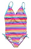 Attraco Little Big Girls Rainbow Stripe Splice One Piece Swimsuit Swimwear