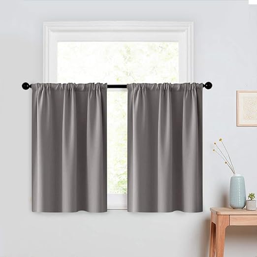Amazon Com Mrtrees Kitchen Tier Curtains Gray Blackout 24 Inch