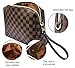 checkered Makeup Bag Travel Cosmetic Bags Shell Shape Checkered toiletry Travel Bag PU Vegan Leather Travel Organizer