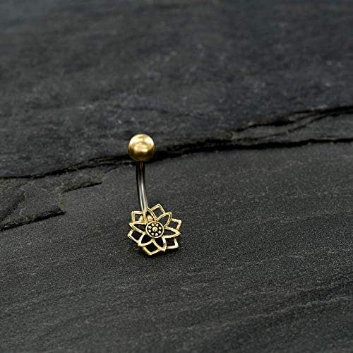 Amazon.com: Belly Button Ring, Hippie Indian Flower Mandala Belly Bar