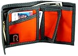 Men's Wallet. Bifold w/Inside Hook & Loop Pocket. Bright Orange w/Gray Trim.