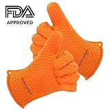 BBQ Gloves,Oven Mitts Heat Resistant,Barbecue Gloves Heat Resistant For Protect Your Hands from Grilling,Baking,Smoking,Cooking-1 Size Fits Most of All(Orange)-FDA Approved Oven Gloves Heat Resistant