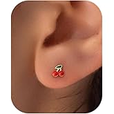 BSGRL Flat Back Earrings- 14K Gold/White Gold Plated Tiny Bow Sun Moon Star Hammerhead Shark Dragon Cowboy Boot Palm Tree Softball Flatback Stud Earrings for Women Helix Jewelry