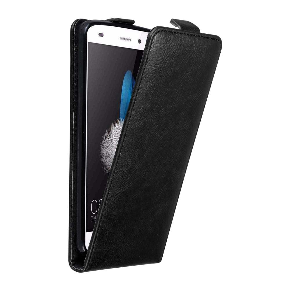 cadorabo Case works with Huawei P8 LITE in NIGHT BLACK - Flip Style Case with Magnetic Closure - Wallet Etui Cover Pouch PU Leather Flip