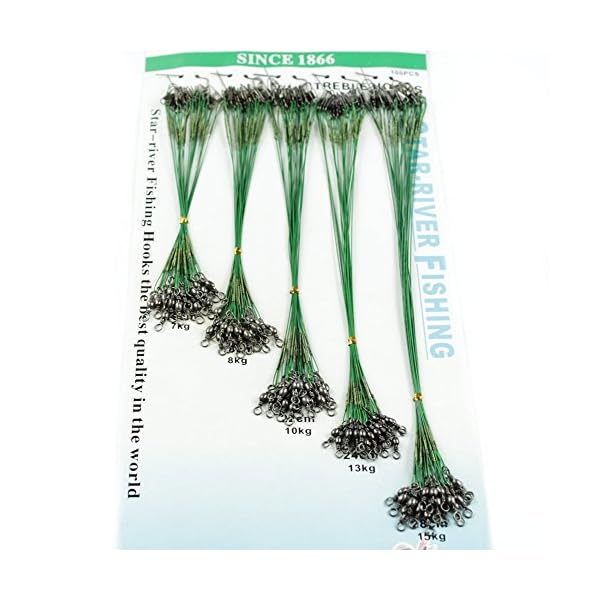 Estone-100-pcs-Fishing-Trace-Lures-Leader-Steel-Wire-Spinner-1618222428cm-GreenSilver