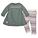 Burt's Bees Baby Baby Girls Organic Long Sleeve Dress with Footless Pant, Dried Leaf Heather Watercolor, 24 Months