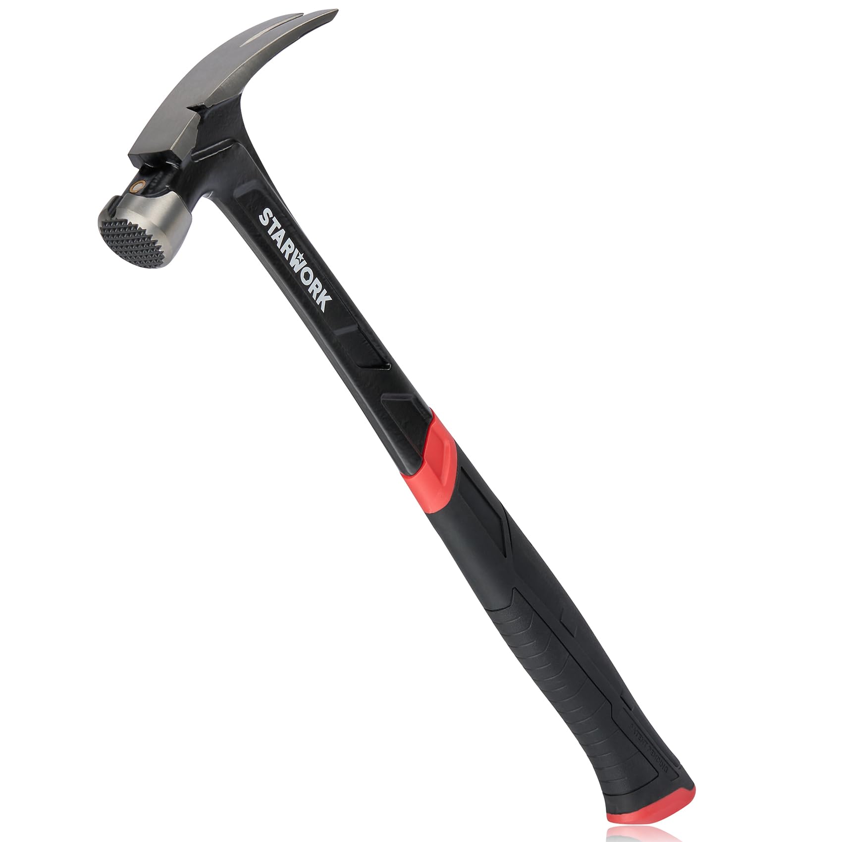 STARWORK True Mechanic™ 22oz Hammer with Comfort Grip, Nailing Hammer Steel Head Steel Handle, AntiVibe, Rip Claw