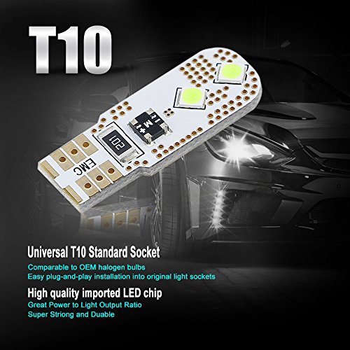 LEADTOPS 194 LED Light Bulb Ice Blue 100% Canbus Error Free,168 T10 2825 W5W Bulbs Non-Polarity Extremely Bright for Side Marker Turn Signal Blinker Map Door Parking Lights 12-24V (Pack of 2)