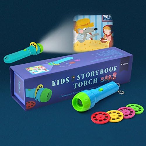 Mini Projector toy Flashlight Baby Sleep Bedding Storybook Torch Educational Toy Handed Projector For Kids(Blue)