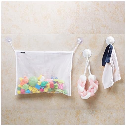 SOGODE Bath Toy Organizer - High Quanlity Mesh Bag (18" x 14" storage) + 2 Bonus Strong Hooked Suction Cups, White - Image 5