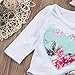 Newborn Baby Girls Floral Heart Peach Print Romper Long Pants With Bowknot Headband Outfit Set (0-6 Months), Blue