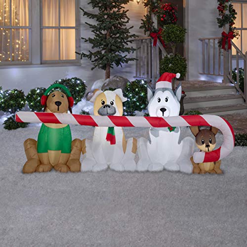 Gemmy Inflatables Puppies Sharing a Big Candy Cane Scene Pricepulse