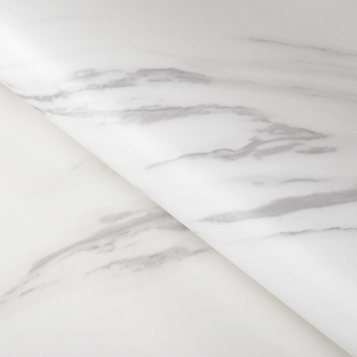 FunStick 60CM×5M White Marble Effect Wallpaper Marble Contact Paper for Kitchen Worktop Vinyl Covering White and Grey Sticky Back Plastic for Cupboards Kitchen Vinyl Wrap for Furniture Tables Desks