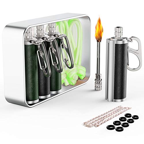 Permanent Match Fire Starter 2/4 Pack with Carabiner, Wick, Glow in the