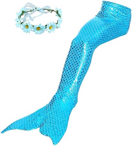 Familycrazy Mermaid with Tail Swimsuit Wet/Dry Outfit with Flower Headband