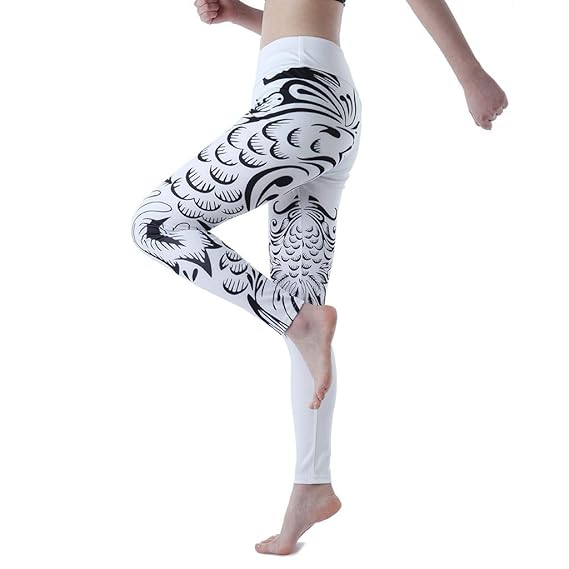 AHAYAKU Damen Schnell trocknend Enge Stretch Fitness Yoga Hose mit hoher Taille