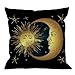 HGOD DESIGNS Golden Sun Decorative Throw Pillow Cover Case,Crescent Moon and Stars Over Blue Black Sky Cotton Linen Outdoor Pillow cases Square Cushion Covers For Sofa Couch Bed 18x18 inch Dark Blue