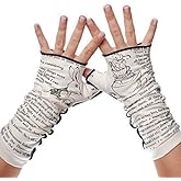 Storiarts Alice in Wonderland Writing Gloves – Soft Cotton Fingerless Design with Literary Print – Cozy Typing Gloves for Women Who Love Reading & Classic Tales for Book Lovers
