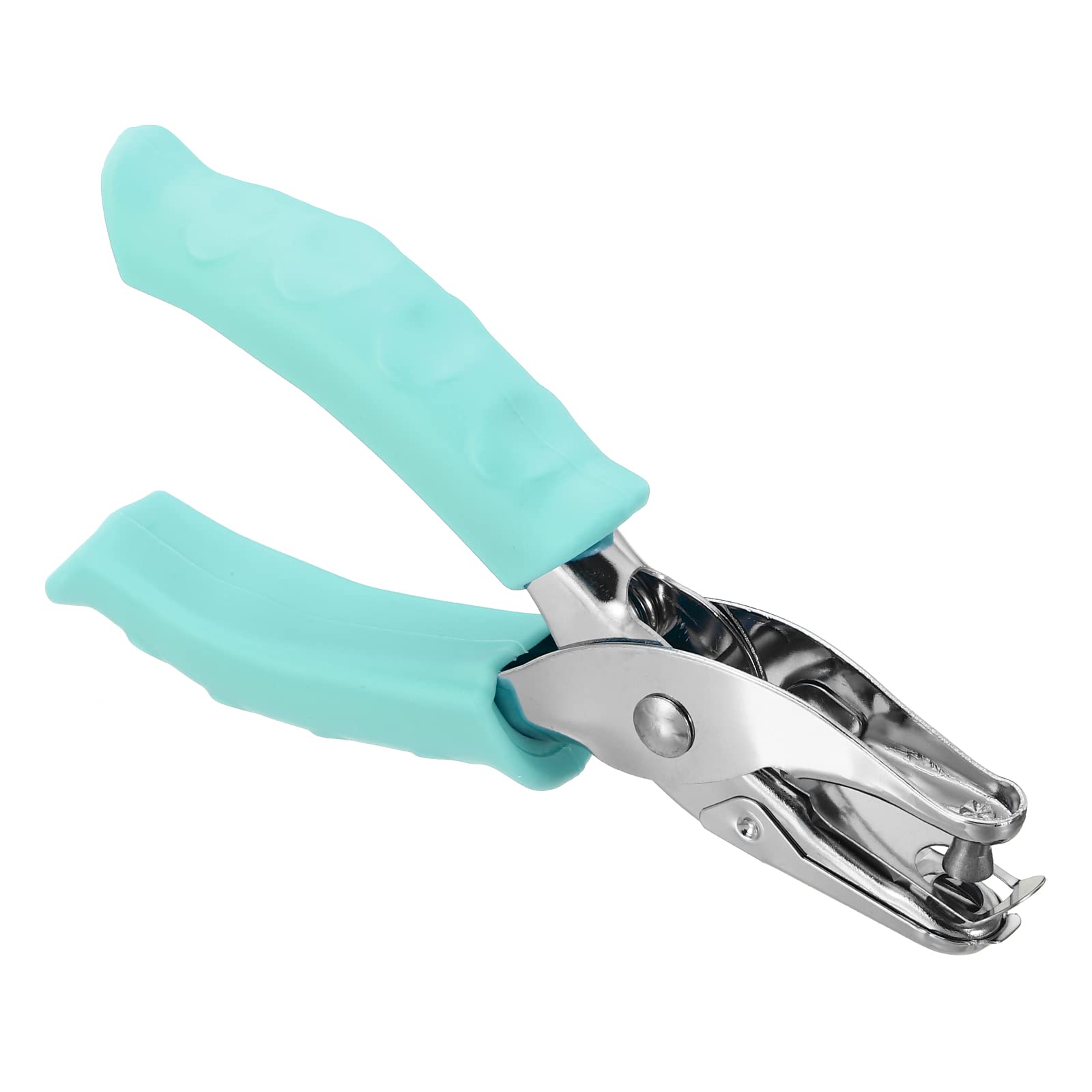 PATIKIL 1/4" Single Hole Punch, Handheld Hole Puncher with Soft Grip Metal Paper Puncher for Tag DIY Craft Scrapbook Ticket, Light Blue