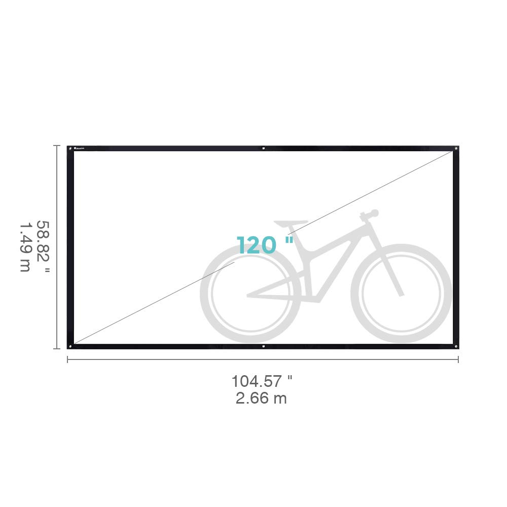 Projector Screen, 120 Inch Portable HD 16:9 Projection Screen Diagonal Foldable Indoor Outdoor Movie Screen with PVC Material