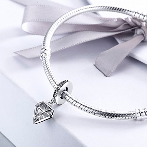 BAMOER Charm Sterling Silver Diamond Love Charms Pendant for Charms Bracelet